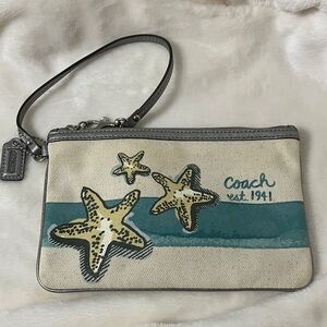 Coach Beach Coastal Wristlet Starfish Canvas Limited Edition